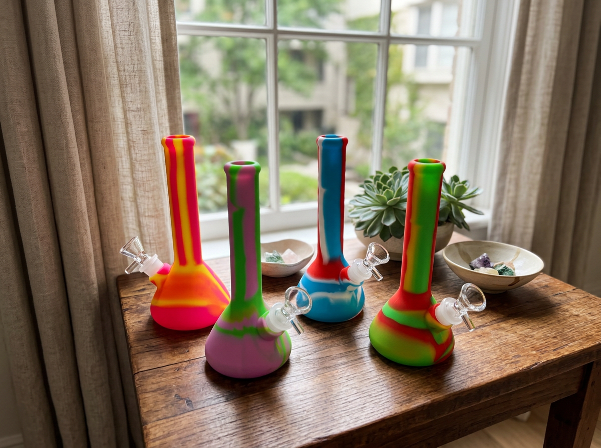 Silicone beaker water pipe bundle in assorted colors for smooth bong sessions