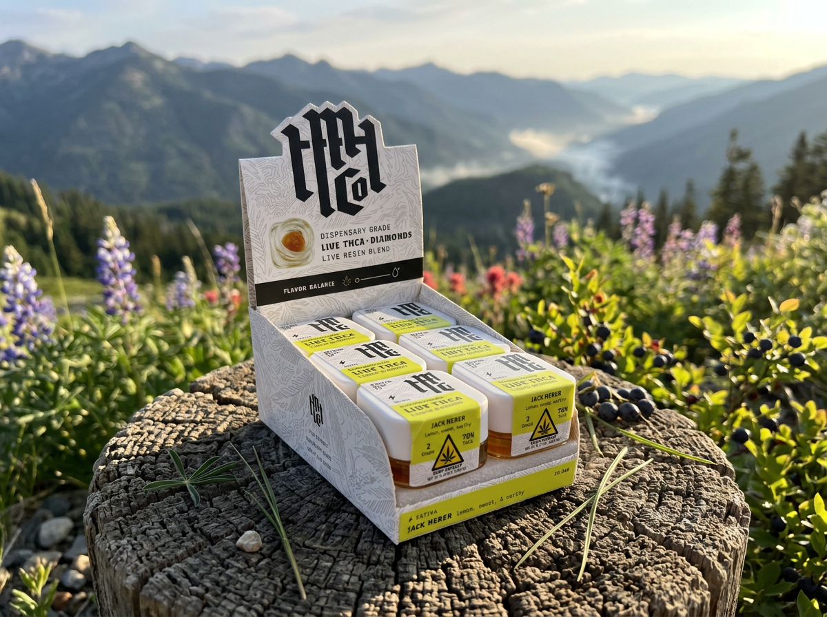 Modern Herb Co live resin THCA dabs display with crystalline concentrate
