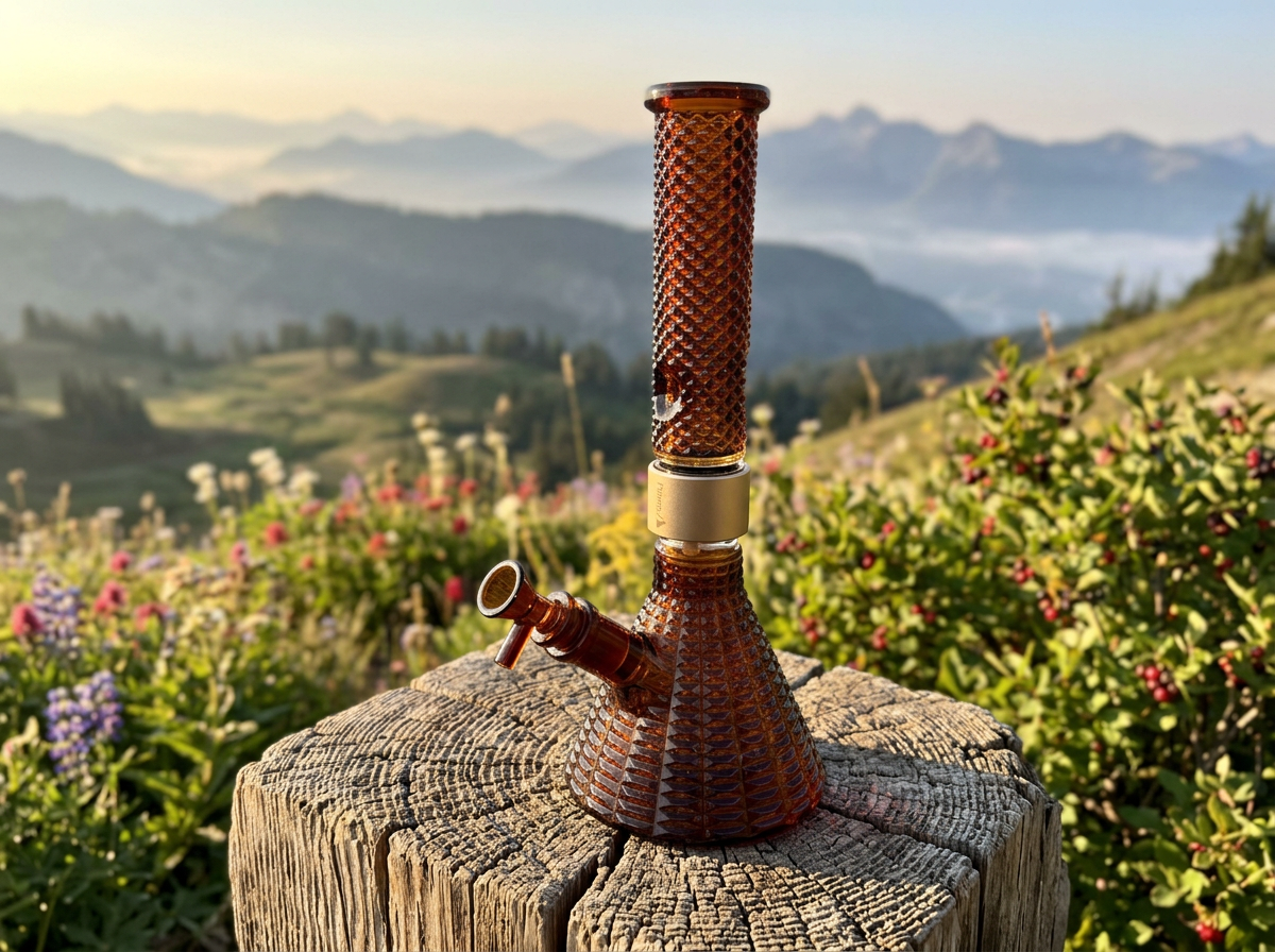 Jane West x Prism Bong Amber with percolator chamber