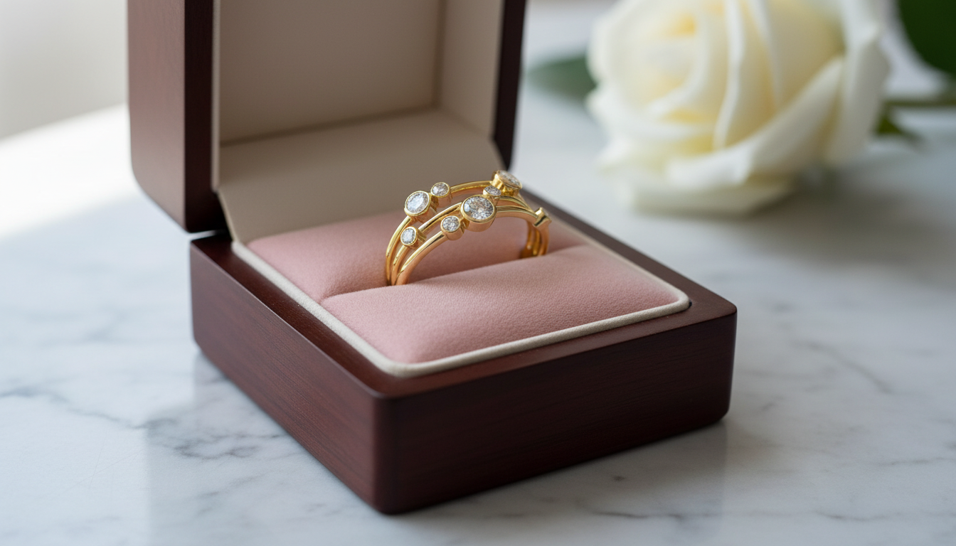 14K Gold Moissanite Crown Ring for Women – Elegant Engagement or Gift setup detail