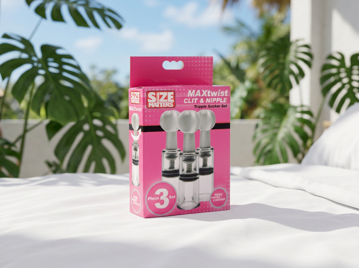 Three clear twist suction cups for clitoral and nipple stimulation set