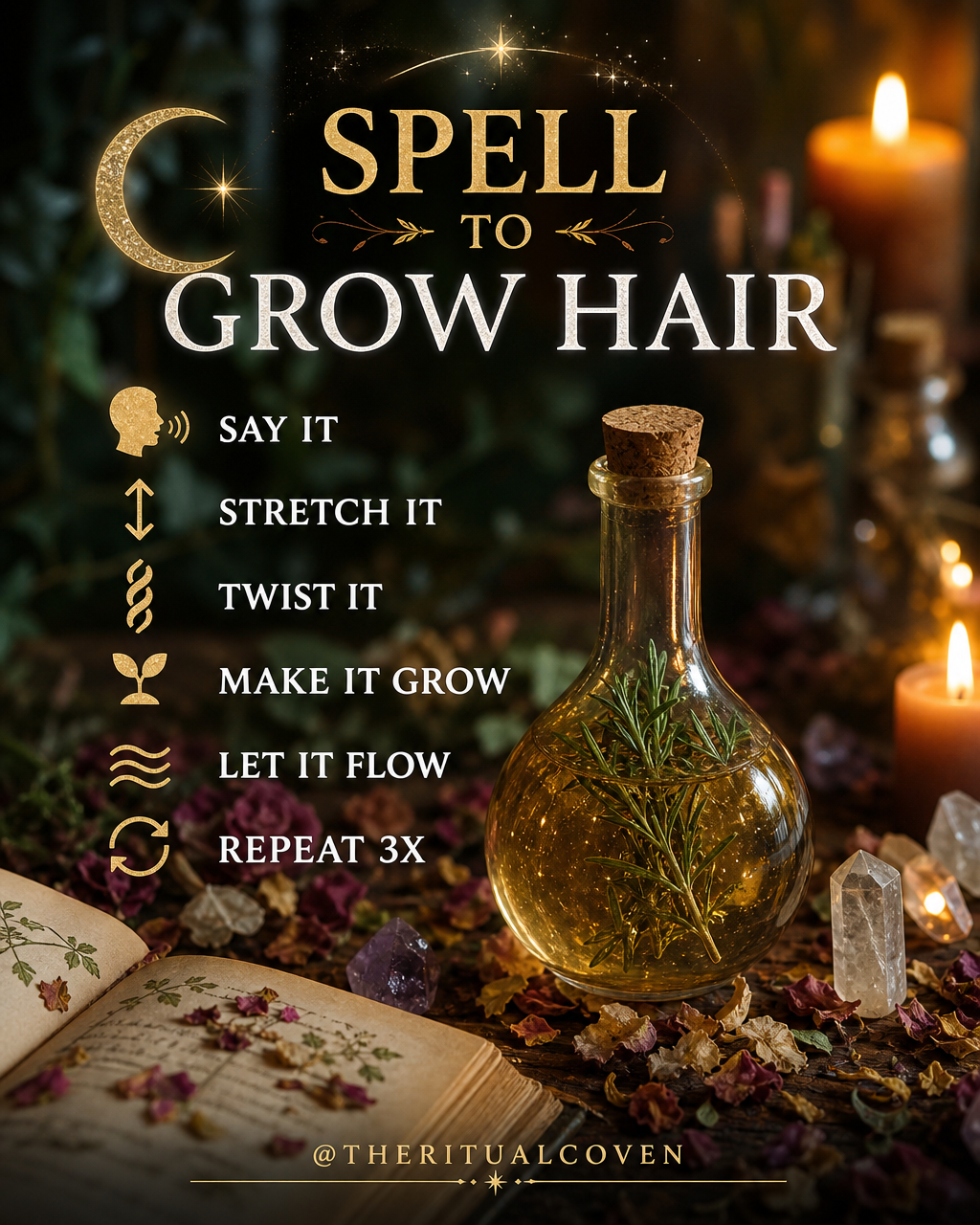 Powerful spell to grow hair fast and boost natural hair growth ritual setup