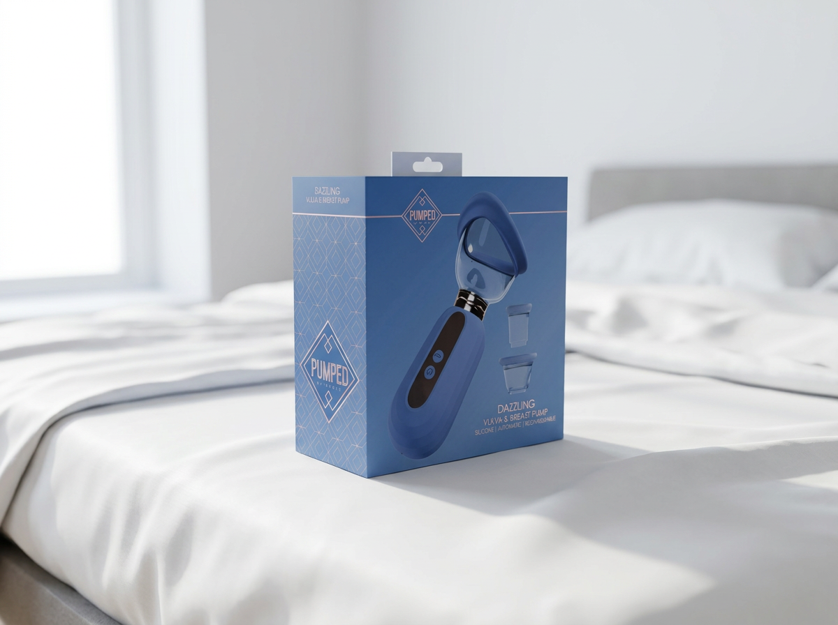 Blue automatic rechargeable vulva and breast pump with digital controls