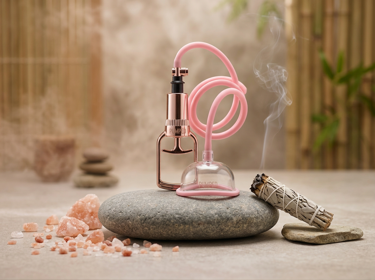 Rose gold pussy pump with floral design and squeeze bulb