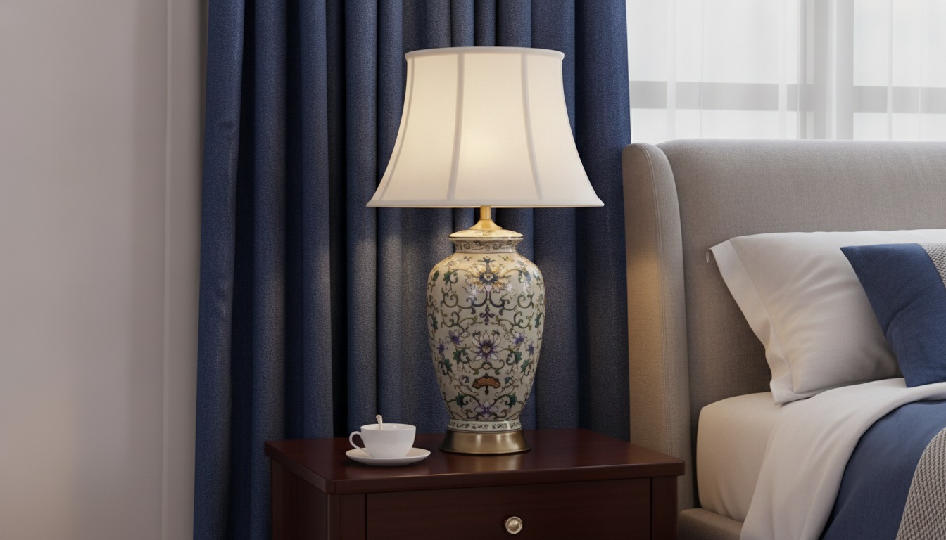 Elegant Bedside Ceramic Table Lamp for Home in an appropriate real-world setting