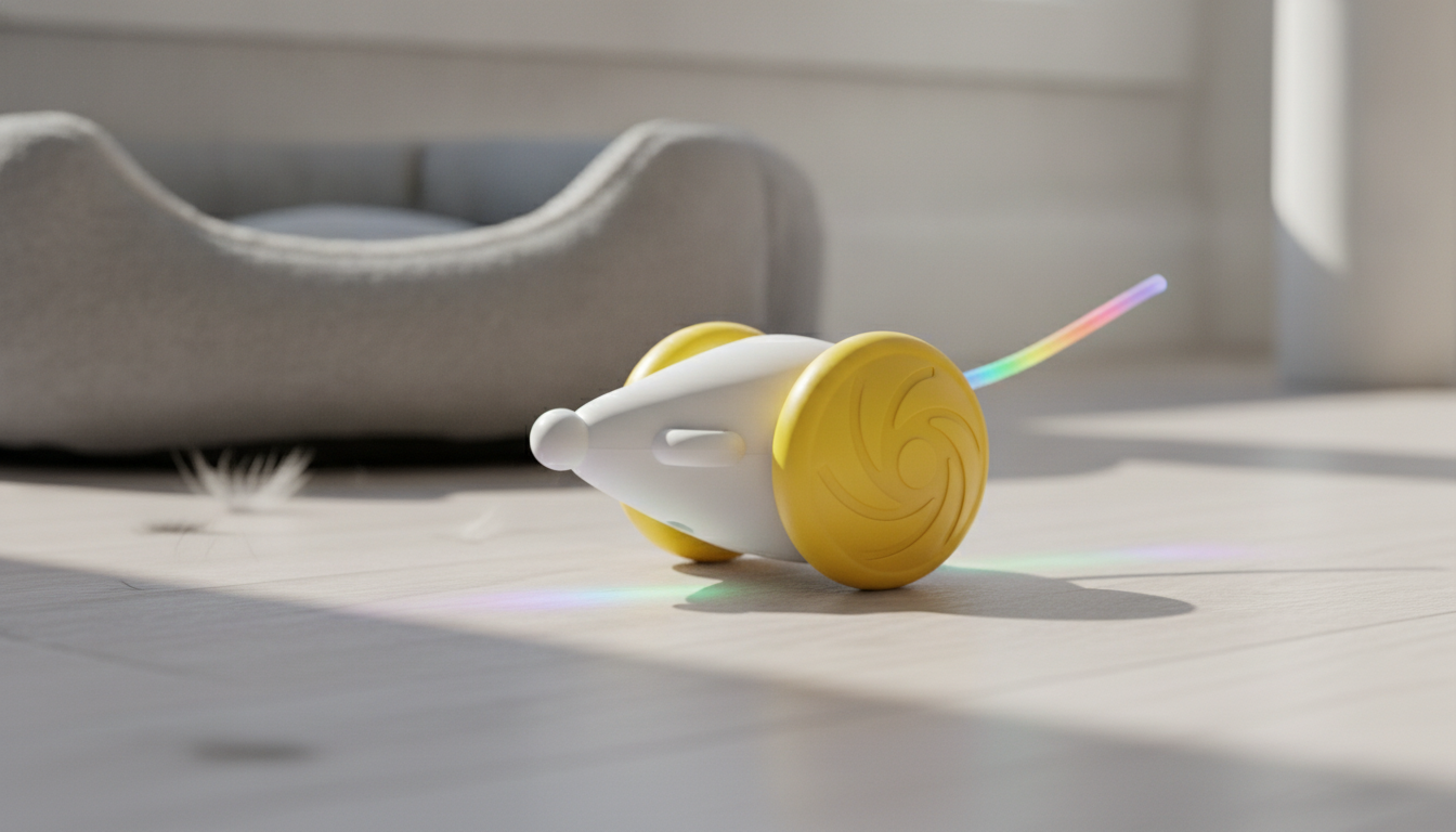 Automatic Interactive Cat Toy with LED Light Tail setup detail