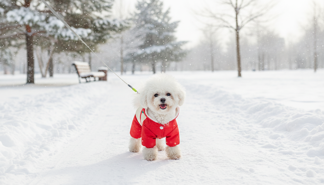 Winter Pet Coat Warm Waterproof Four-Legged Jacket with Drawstring in an appropriate real-world setting