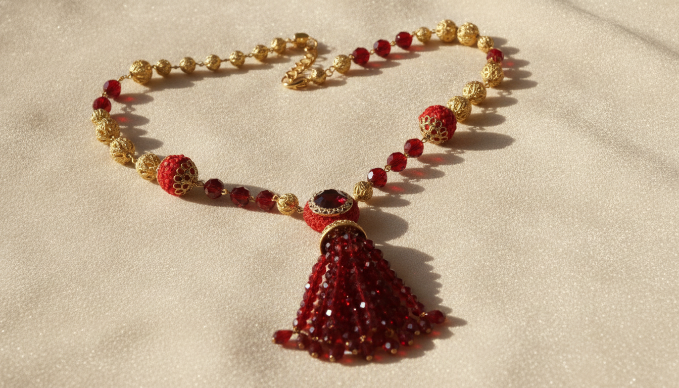 Dolce & Gabbana Gold-Plated Necklace with Red Crystals setup detail