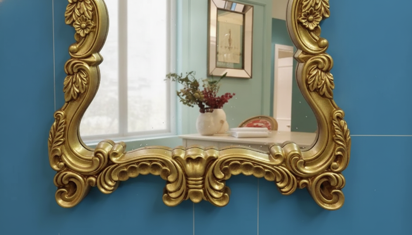 European Wall Hanging Decorative Mirror for Bathroom and Dressing Room setup detail