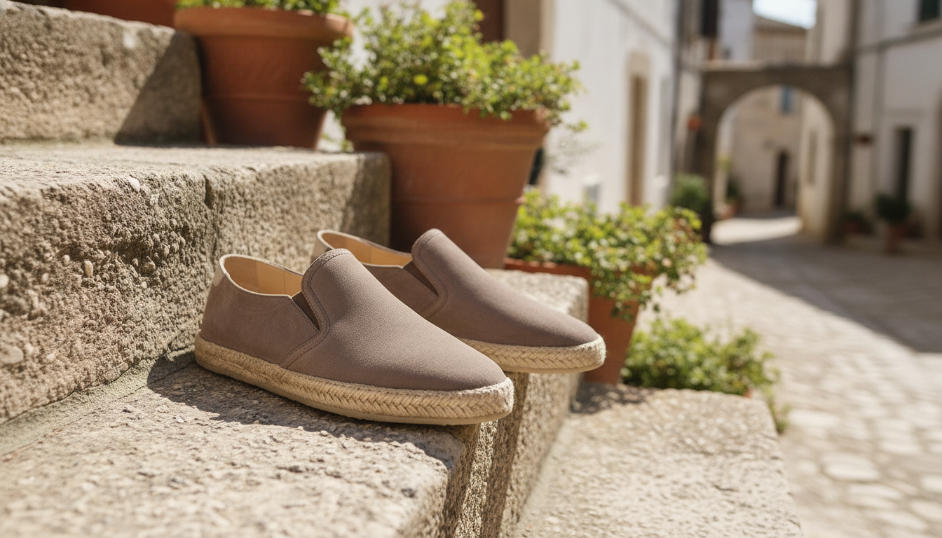 Brunello Cucinelli Leather Suede Espadrilles in an appropriate real-world setting