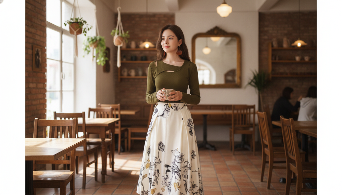 Vintage Slim Knitted T-shirt for Women in an appropriate real-world setting
