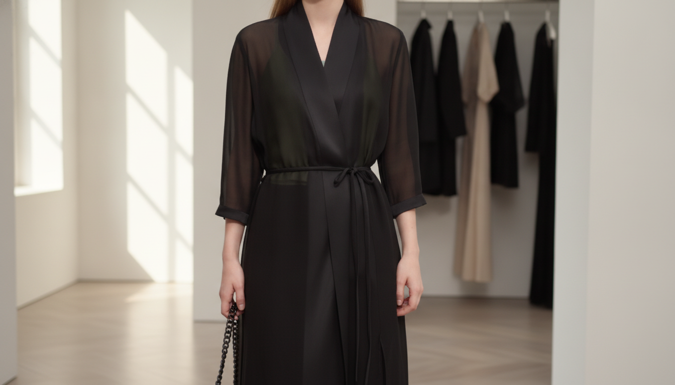 Elegant Silk Wrap Coat for Women setup detail
