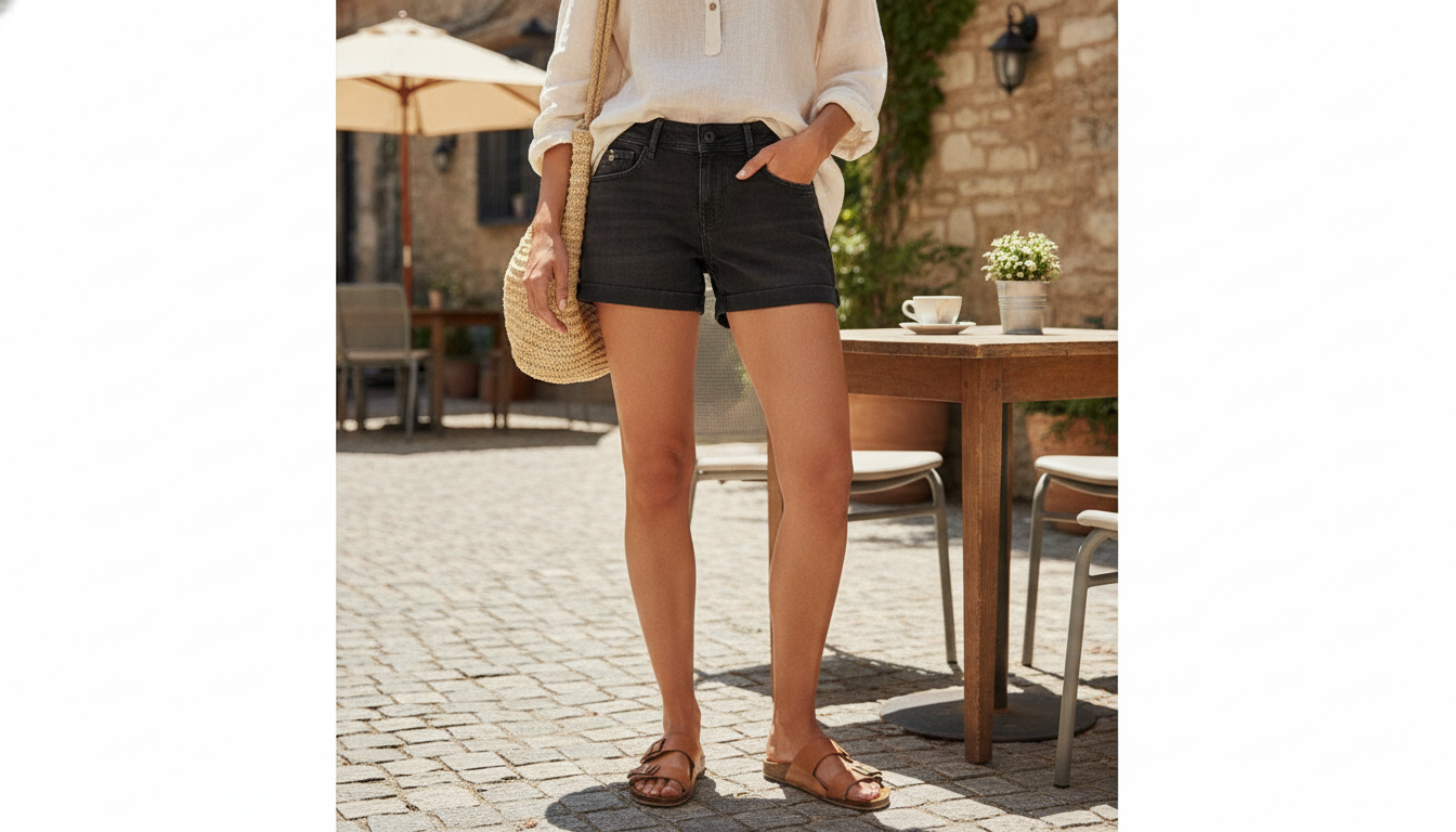 Pepe Jeans Women’s Black Stretch Cotton Shorts in an appropriate real-world setting