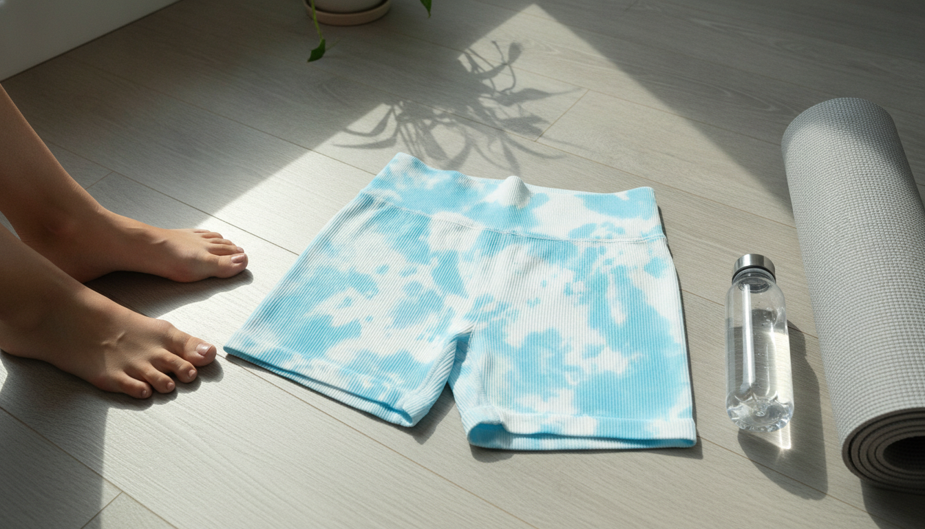High Waist Tie Dye Seamless Yoga Shorts for Women setup detail