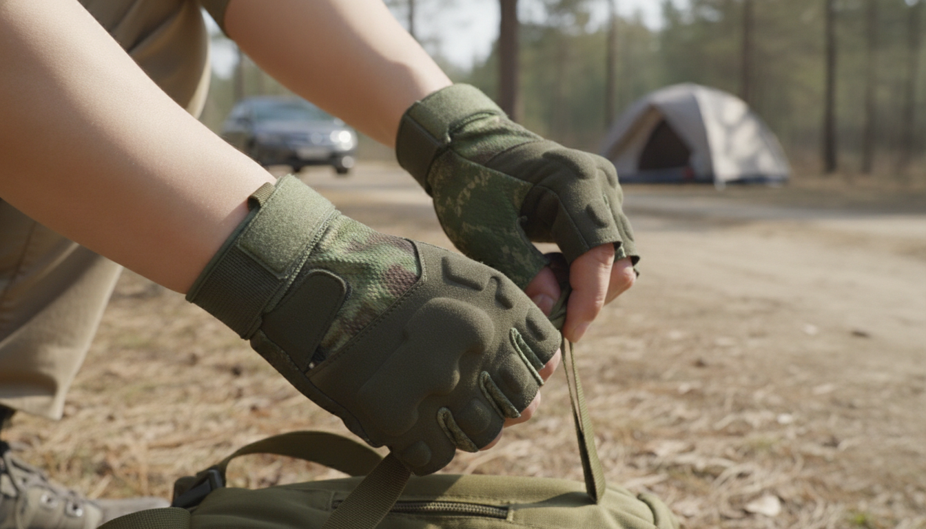 Tactical Half-Finger Gloves for Hunting, Cycling & Outdoor Sports in an appropriate real-world setting
