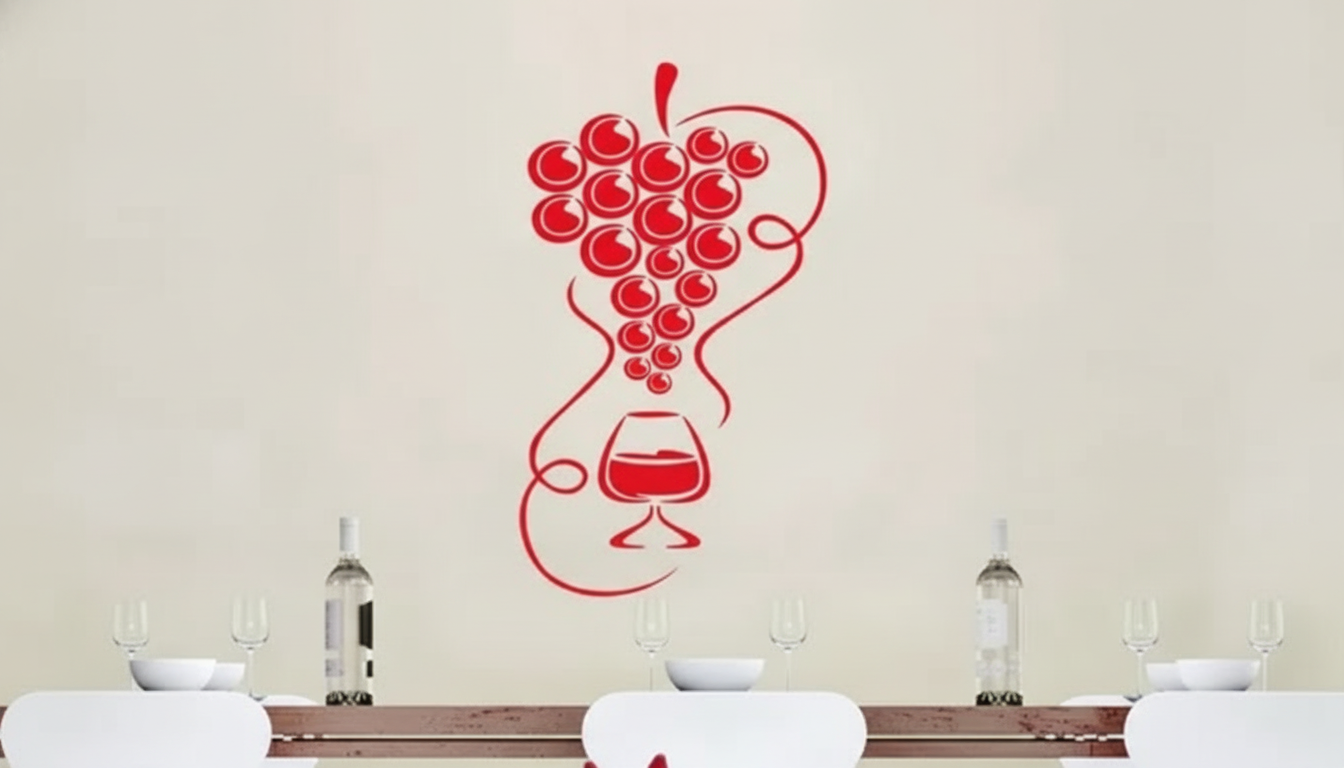 Gourmet Grape Wine Wall Decal – Elegant Vinyl Art for Kitchen & Bar Decor setup detail