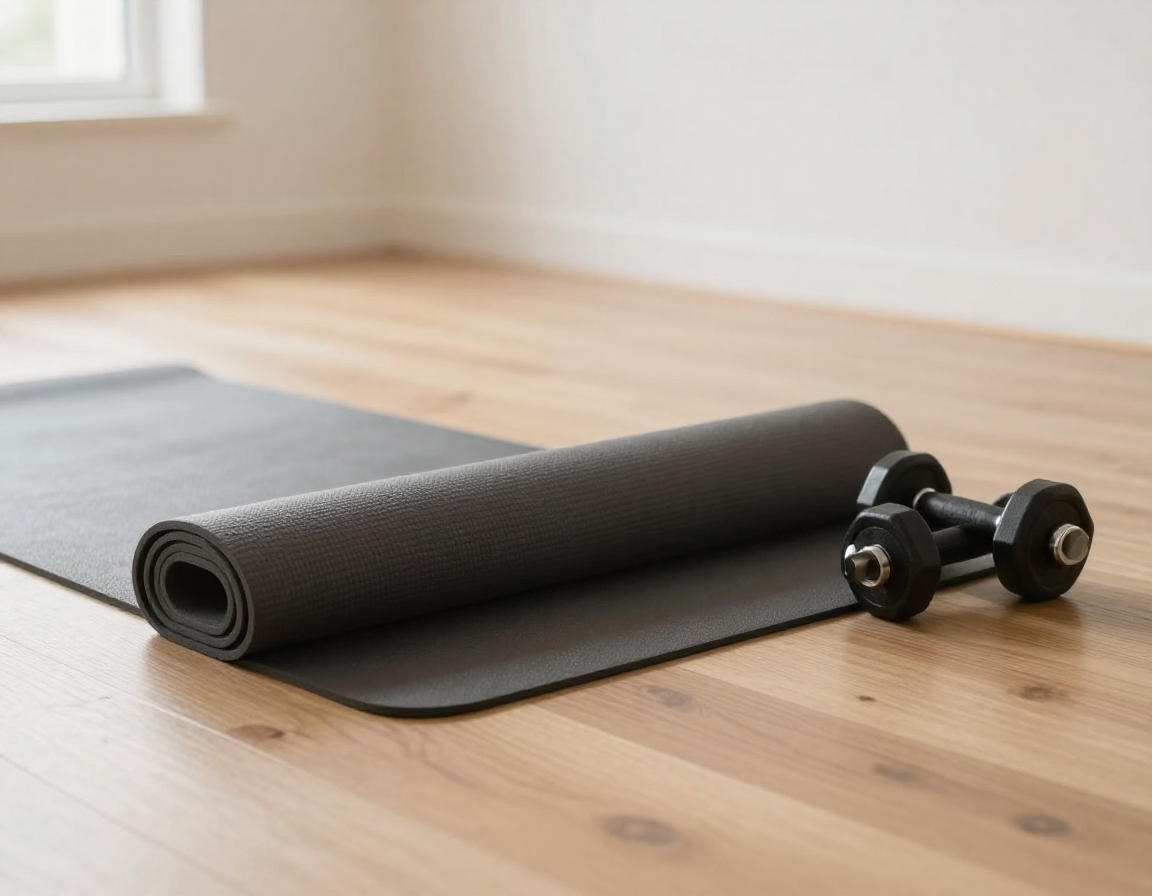 거실에서 잘못된 자세로 스쿼트를 하며 홈트레이닝 실패 원인을 보여주는 사진