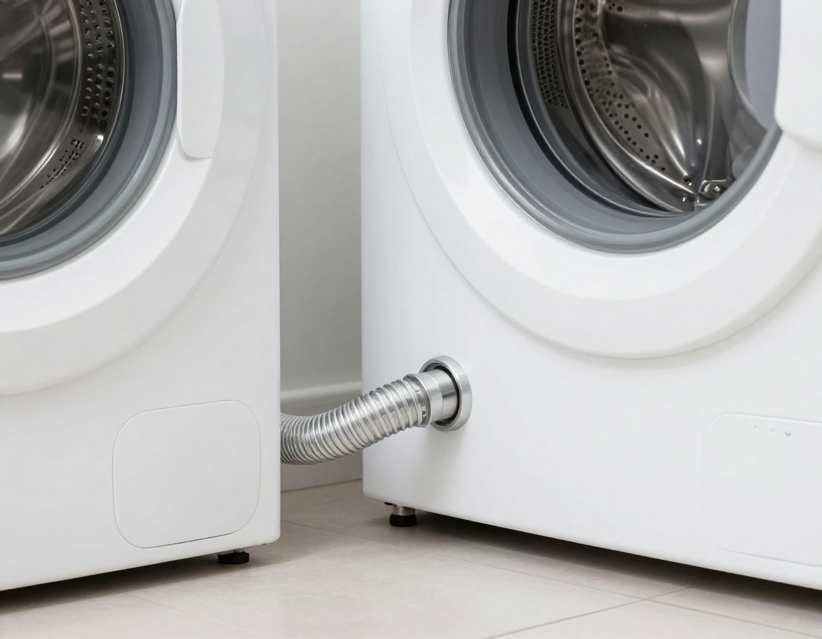 LG 드럼세탁기 OE 에러 해결을 위해 꺾이거나 막힌 배수호스를 점검하는 모습