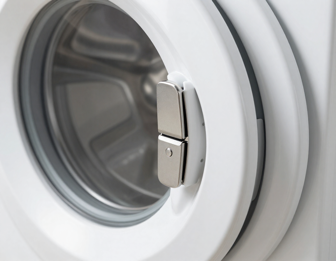 LG 드럼세탁기 DE 에러 발생 시 도어가 열리지 않아 잠금장치 상태를 점검하는 사진