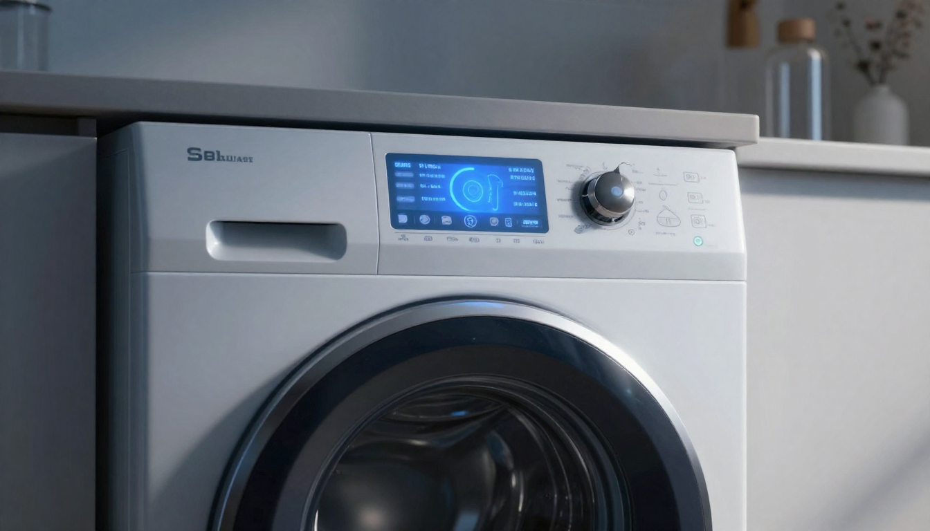 LG 세탁기 디스플레이에 나타난 PE 에러코드와 수위센서 이상 점검 화면