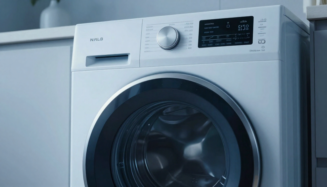 LG 세탁기 디스플레이에 FE 에러 코드가 표시되어 급수 과다 상황을 알리는 모습