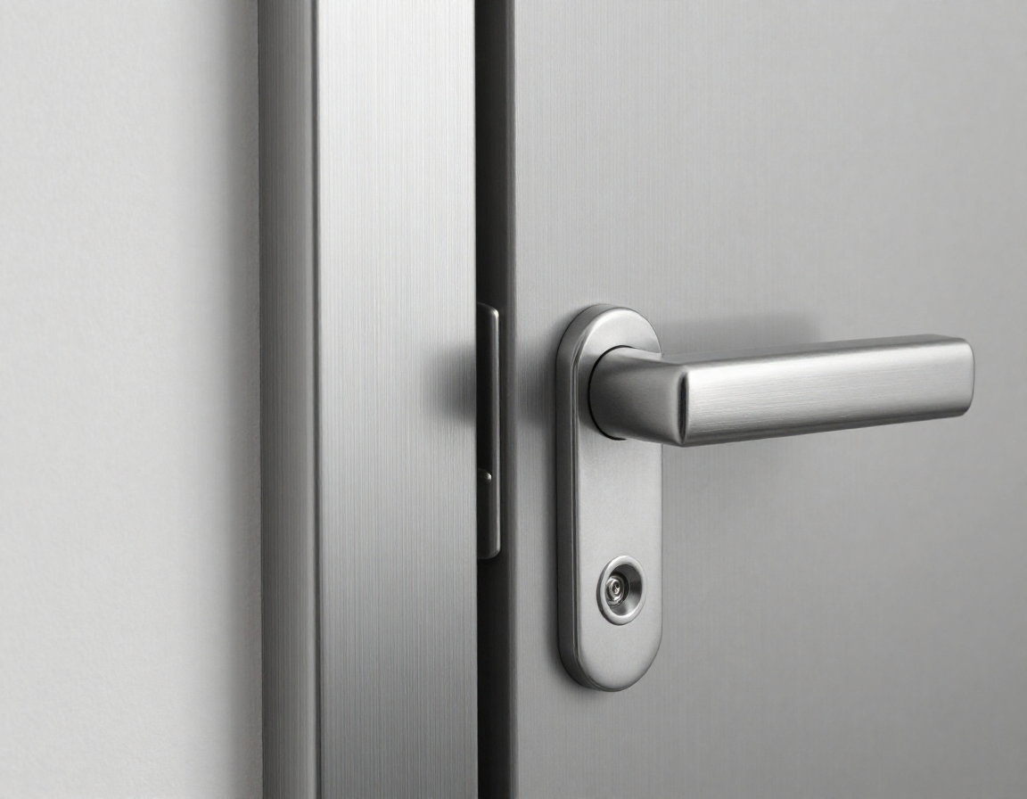 부드러운 마그네틱 가스켓이 부착된 브러시드 스테인리스 스틸 냉장고 문 모서리와 은색 손잡이의 근접 촬영 사진.