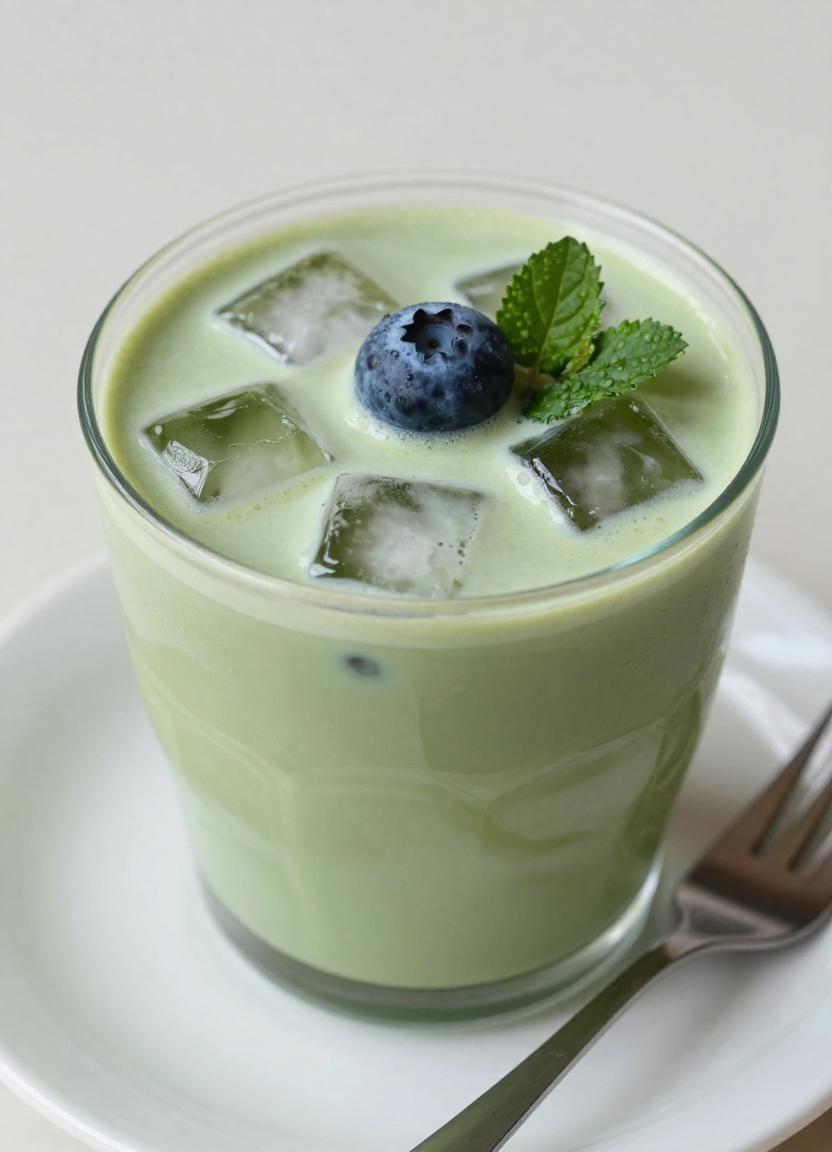 Blueberry Iced Matcha Latte