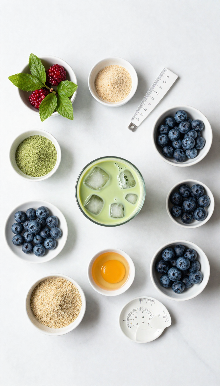 blueberry iced matcha latte - step 1