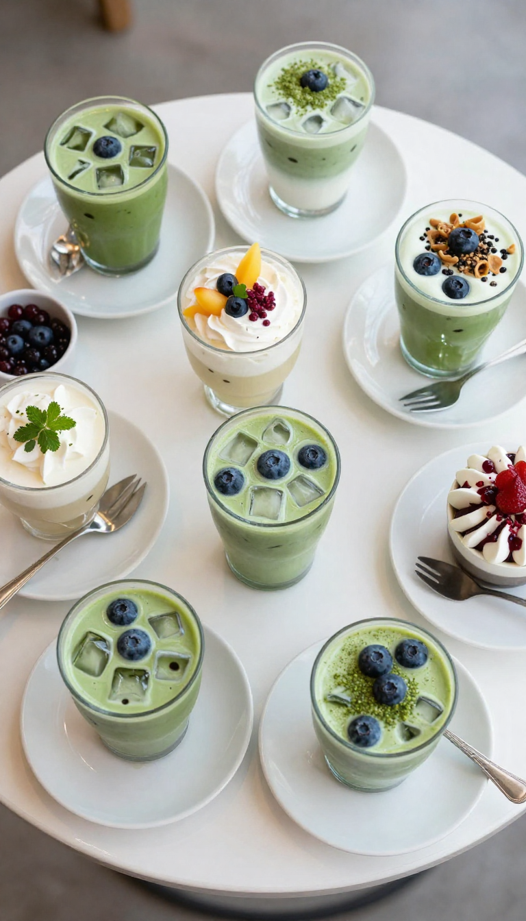 blueberry iced matcha latte - step 2