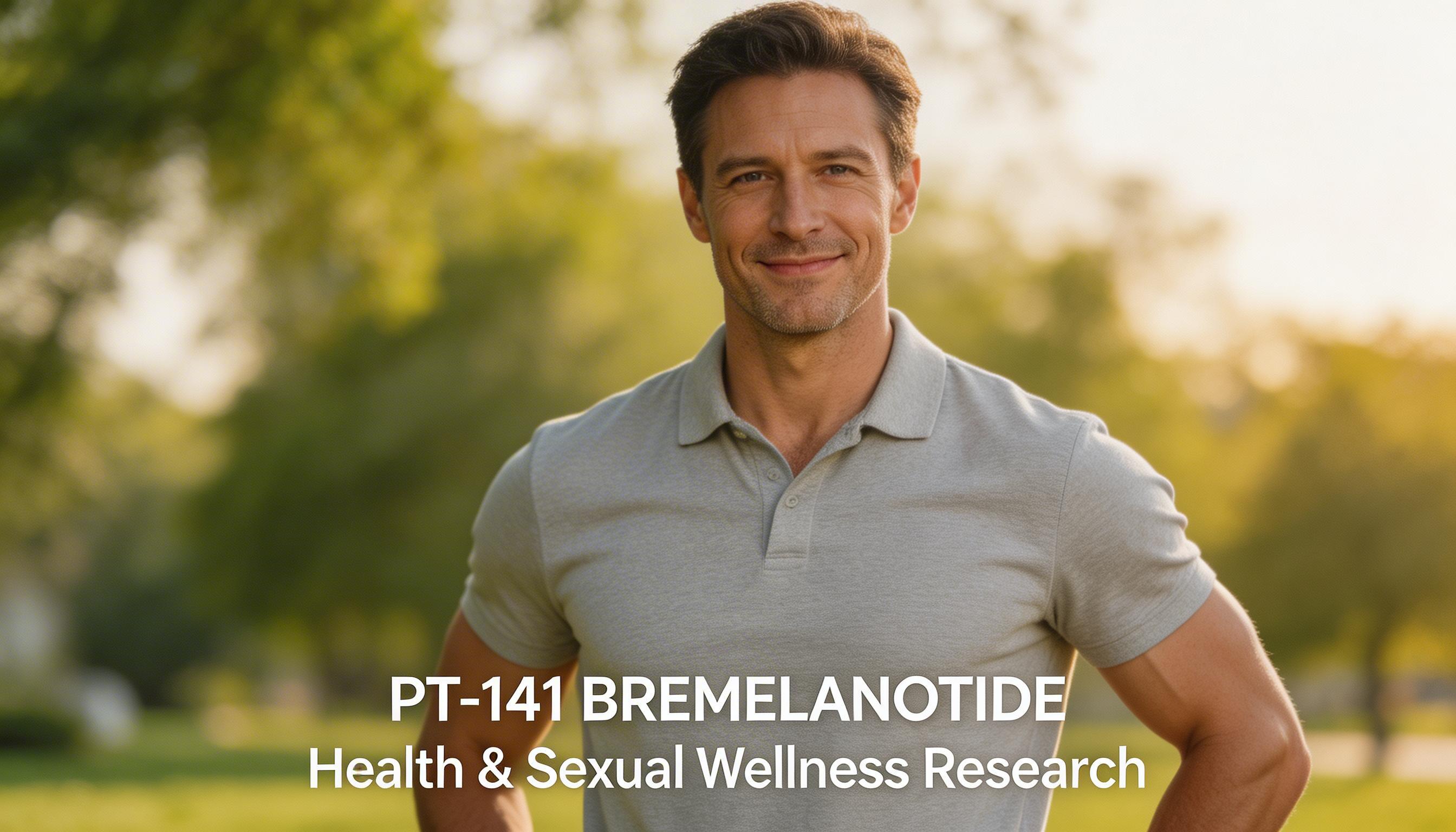 Confident, fit man standing outdoors in natural light, representing the men's health and sexual wellness research context for PT-141 bremelanotide peptide.