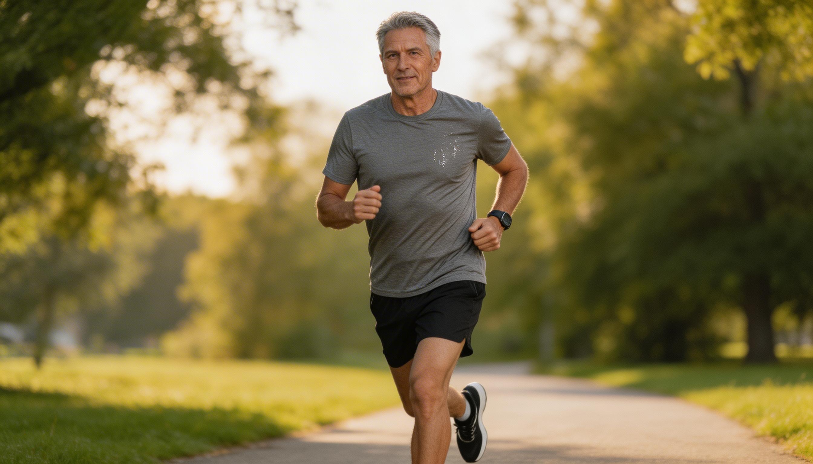 Active man in his 50s exercising outdoors, representing the research into PT-141 bremelanotide for erectile dysfunction in older men who have not responded to PDE5 inhibitors.