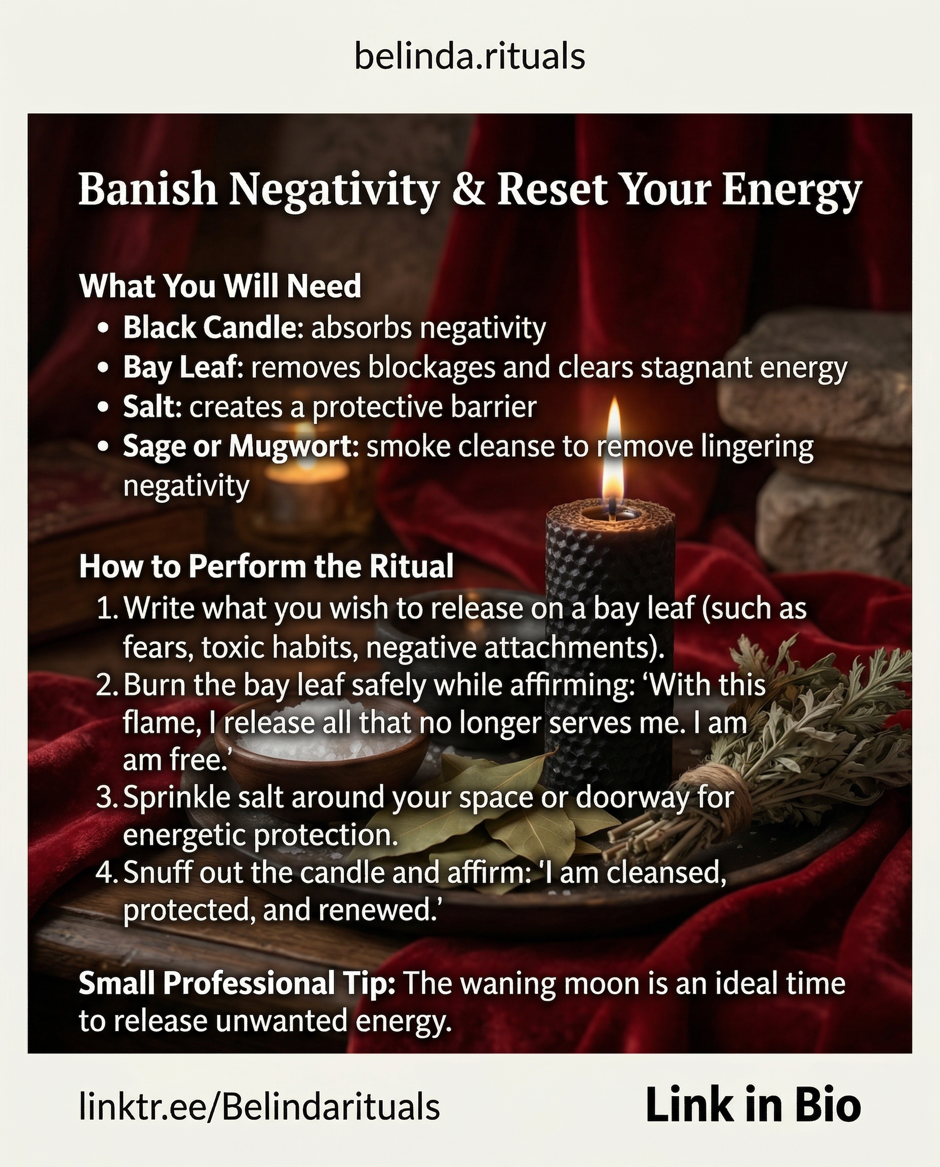 Crystal purification and candle banishing ritual