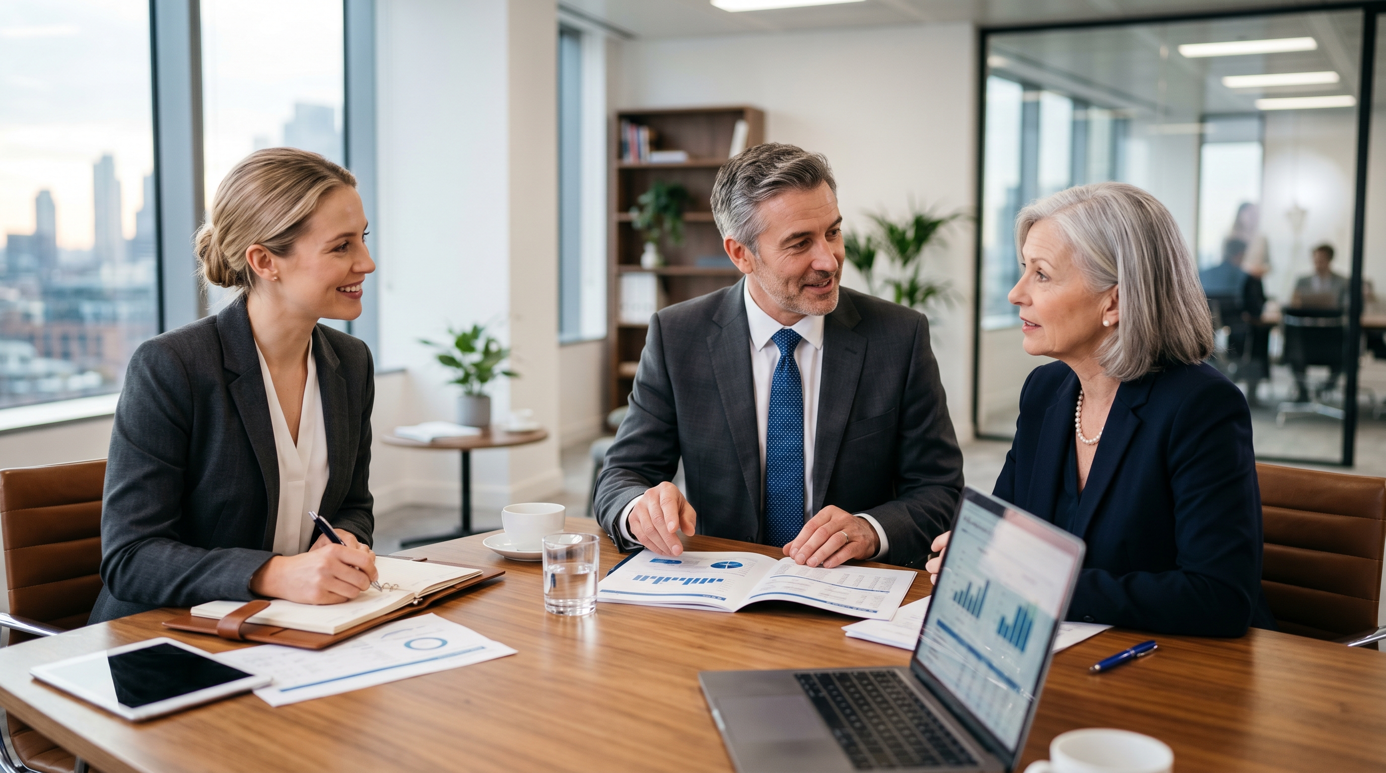financial advisors assisting a client