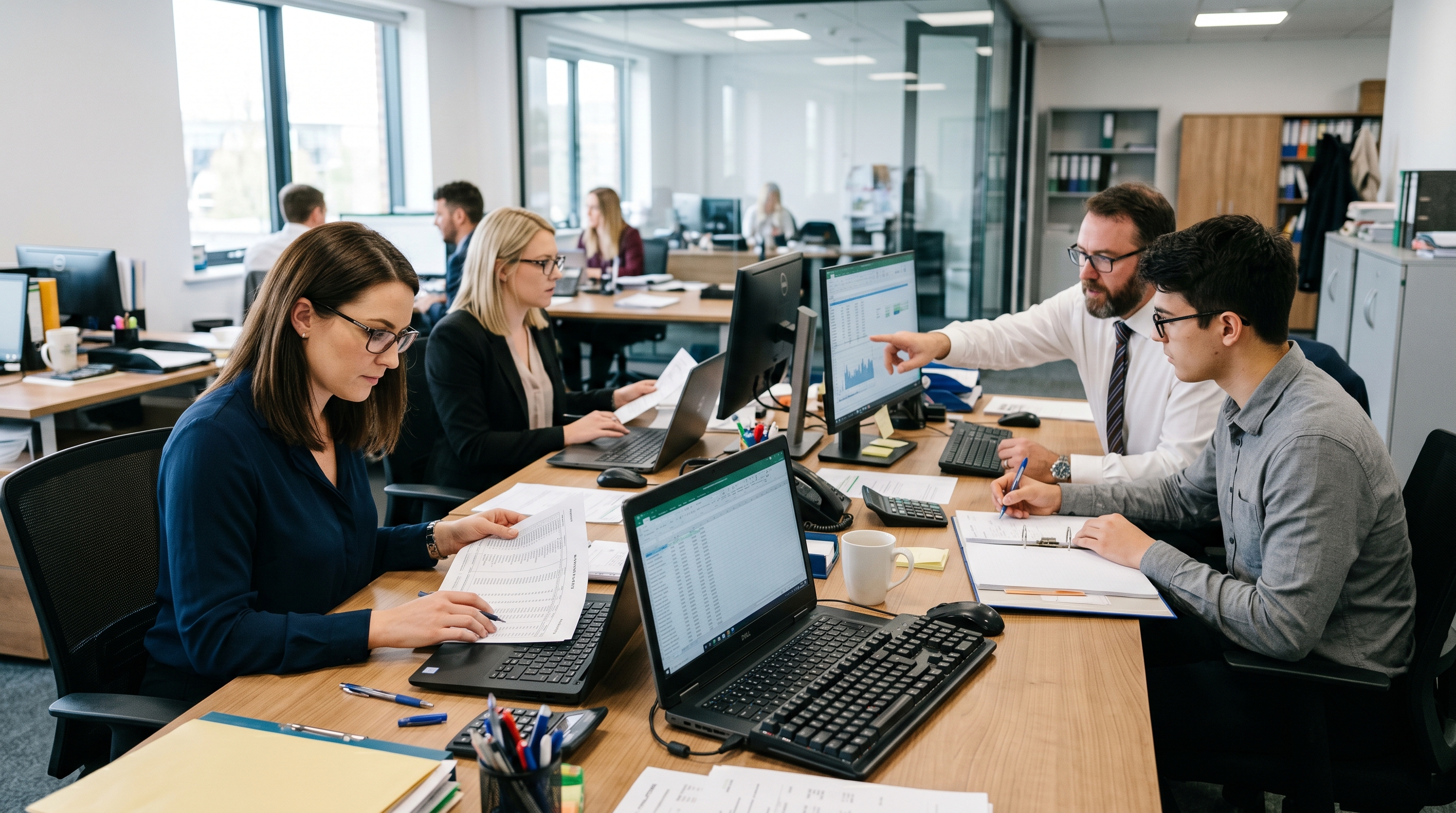 team of accountants working on payroll
