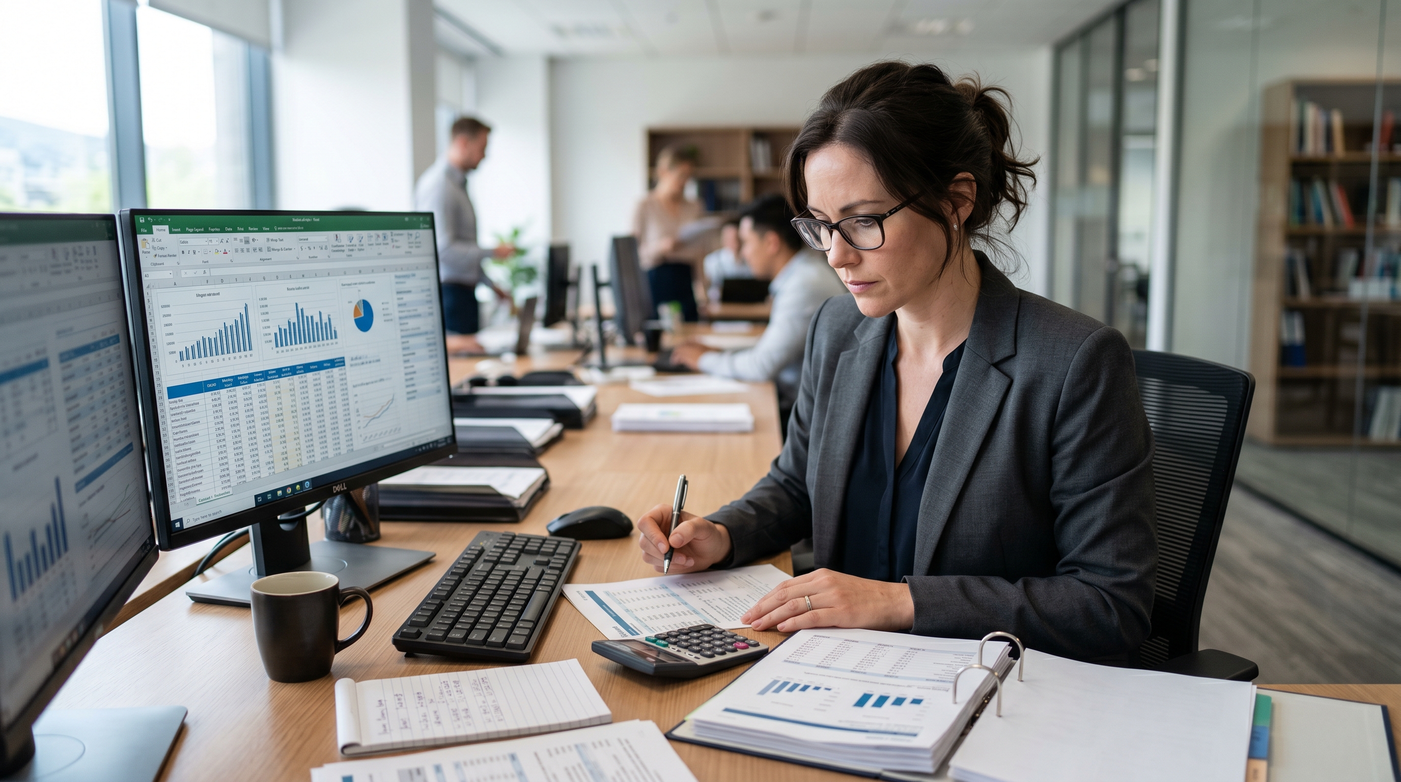 accountant analyzing financial data