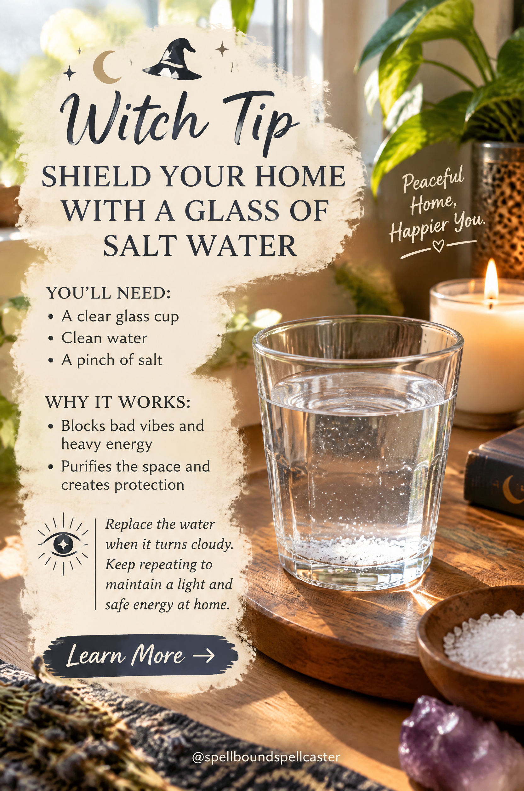 Salt water home protection ritual representing cleansing and peaceful boundaries