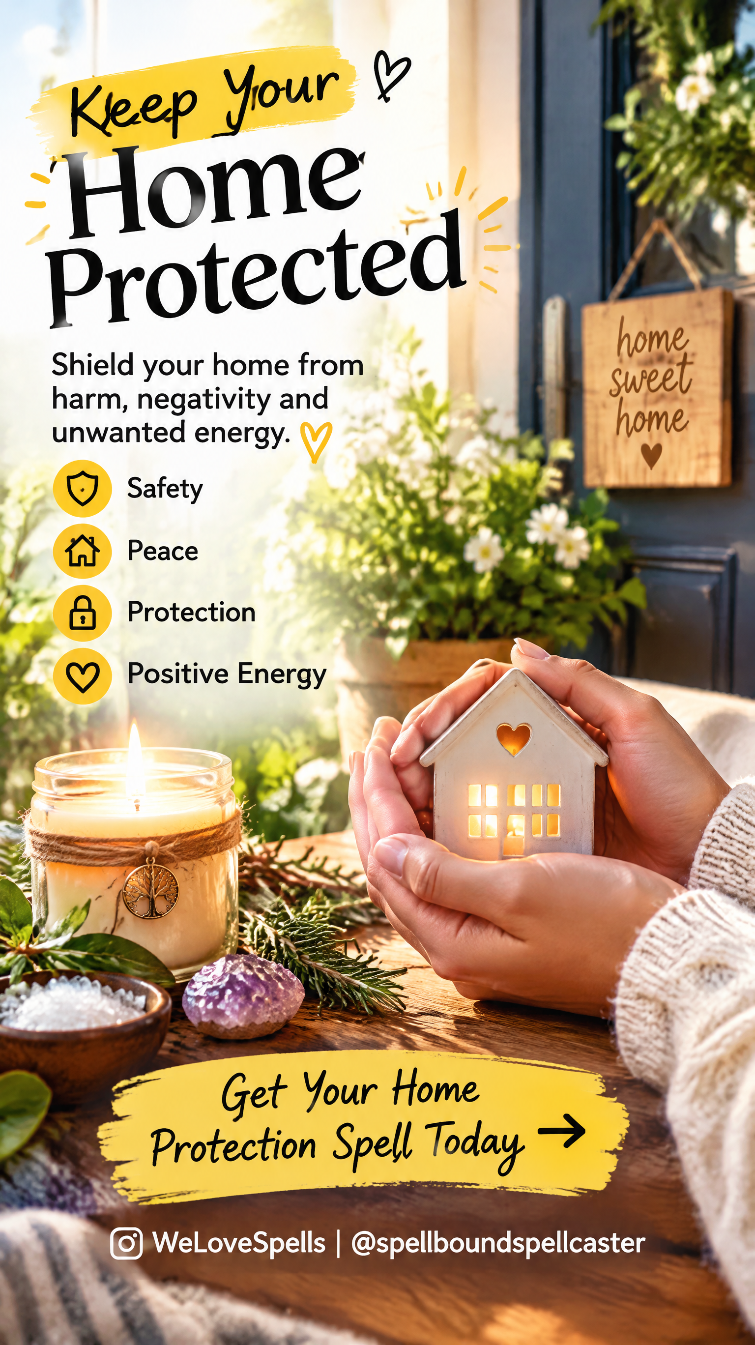 Symbolic home blessing focused on calm boundaries and spiritual reflection