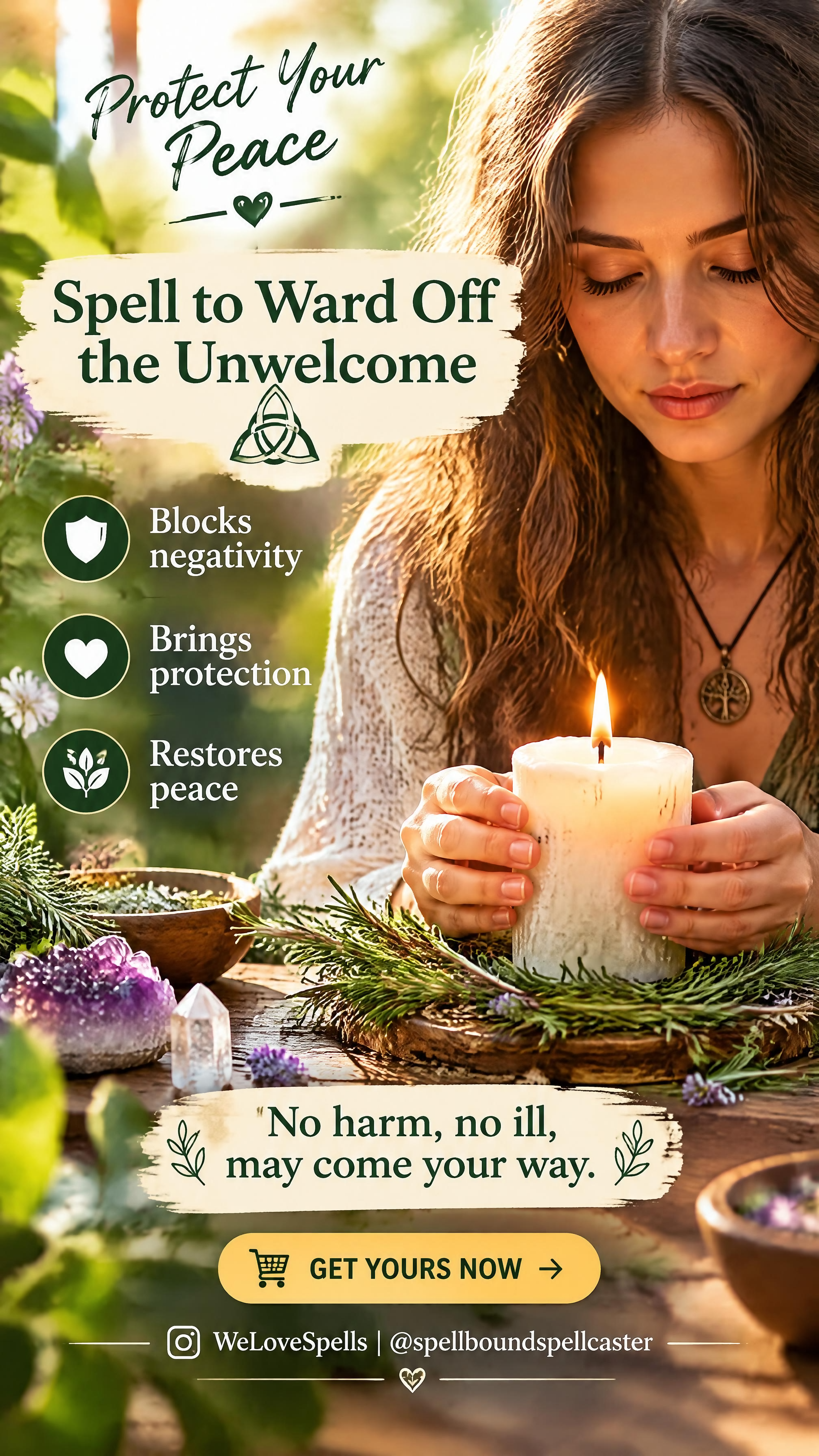 Calm symbolic setting for an energy-clearing and protection practice