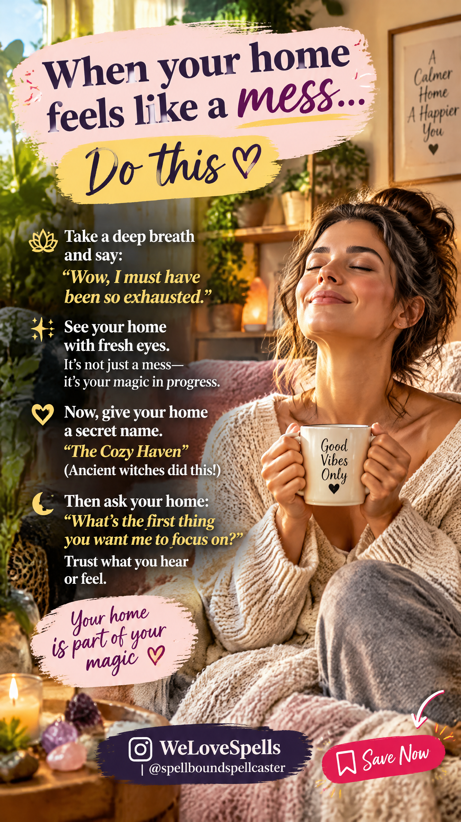 Symbolic home cleansing and emotional grounding during a peaceful room reset