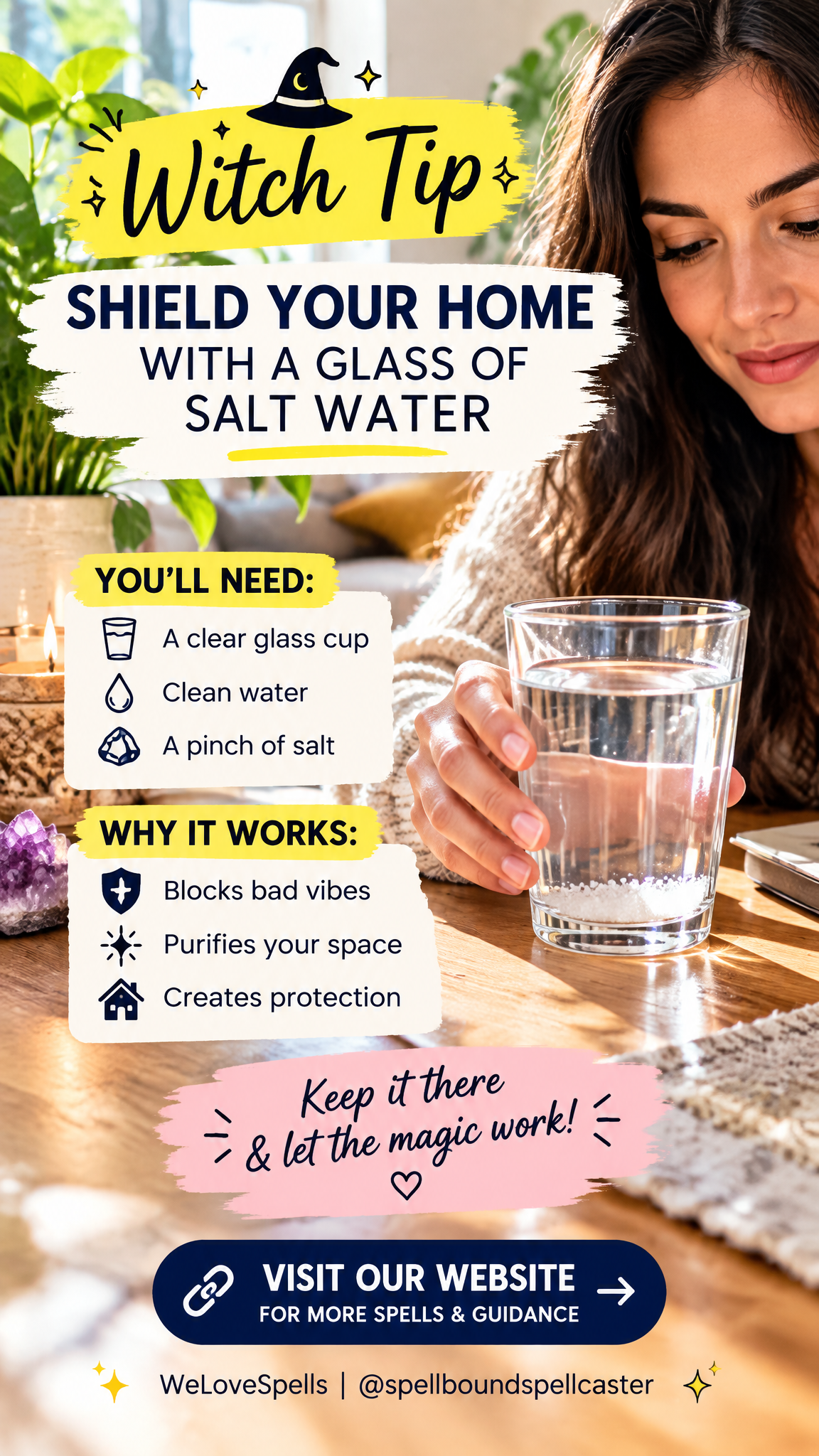 Mindful home cleansing practice using salt water and focused intention