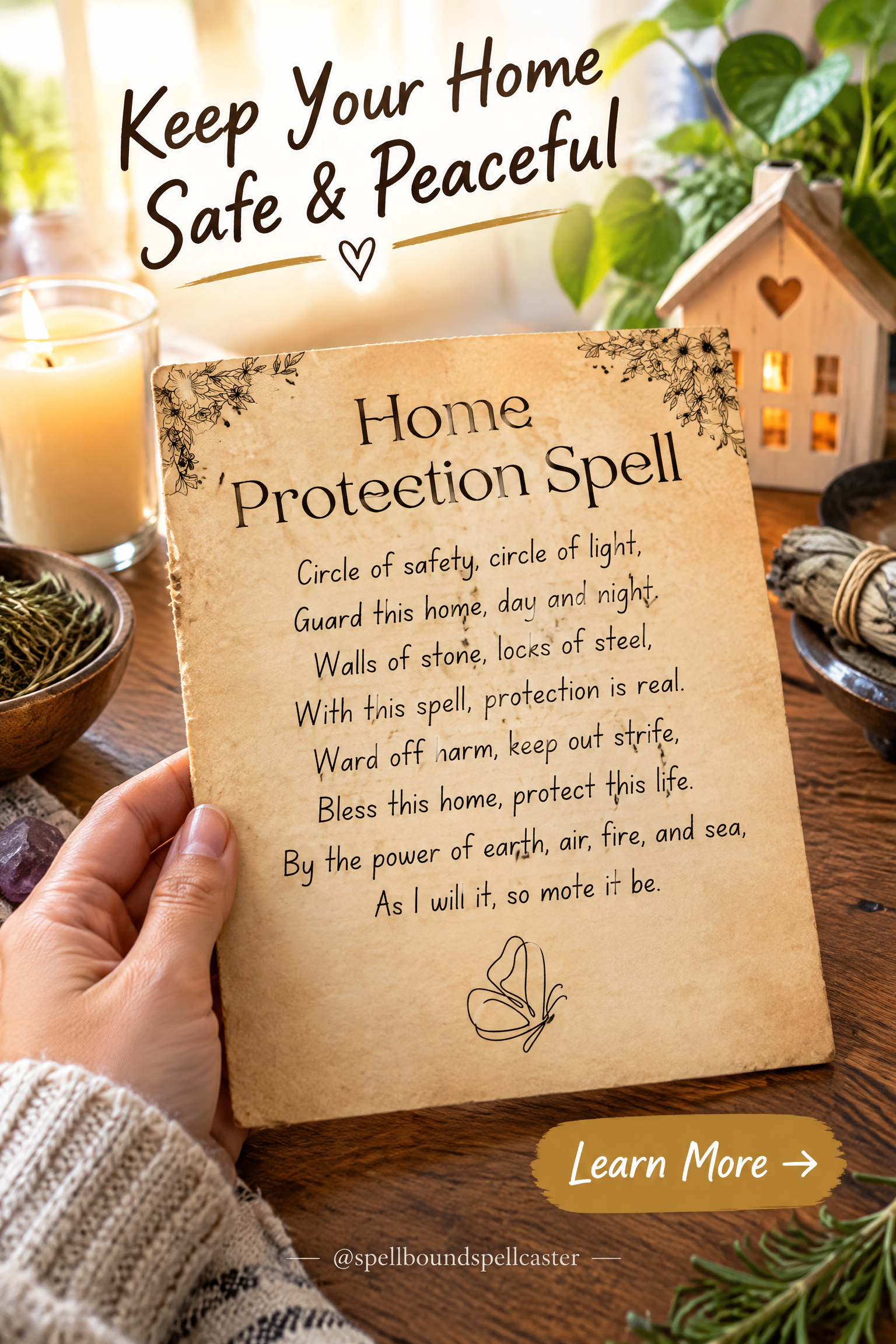 Calm spiritual setting representing protection and peace within the home