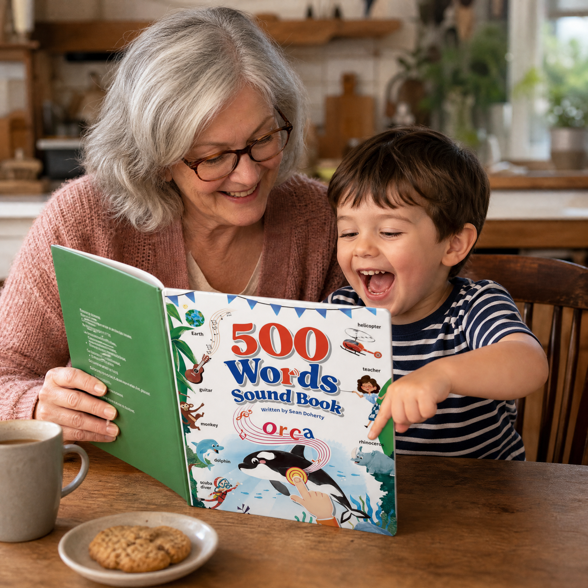 Toddler with the sound book