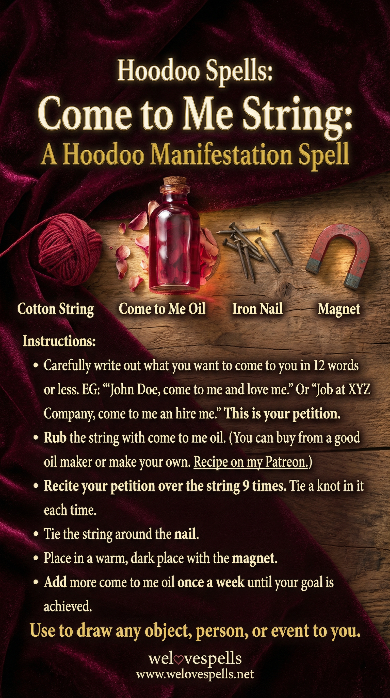 Hoodoo Come to Me String Spell for Manifestation