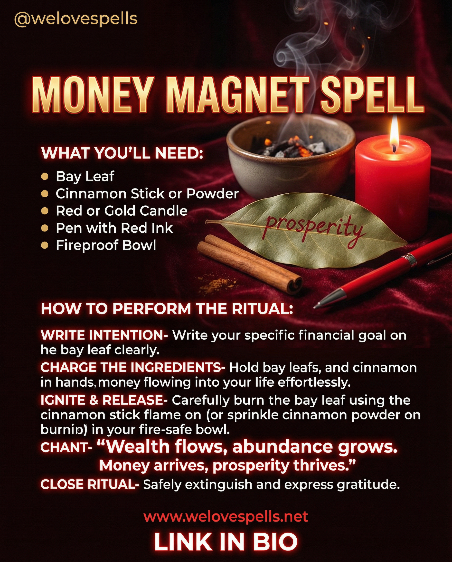 Bay leaf and cinnamon money spell ritual for attracting abundance and prosperity