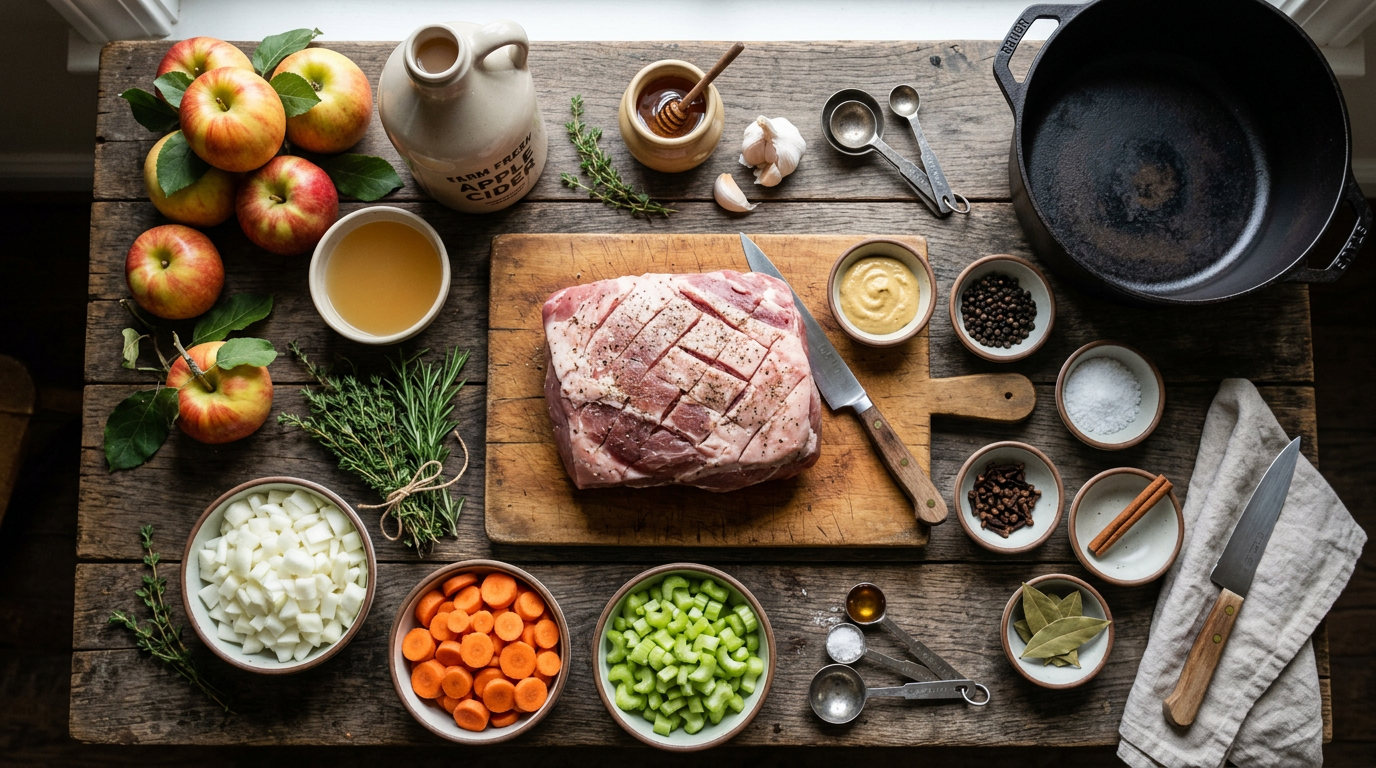Apple Cider Braised Pork Recipe - Fall Comfort Food ingredients