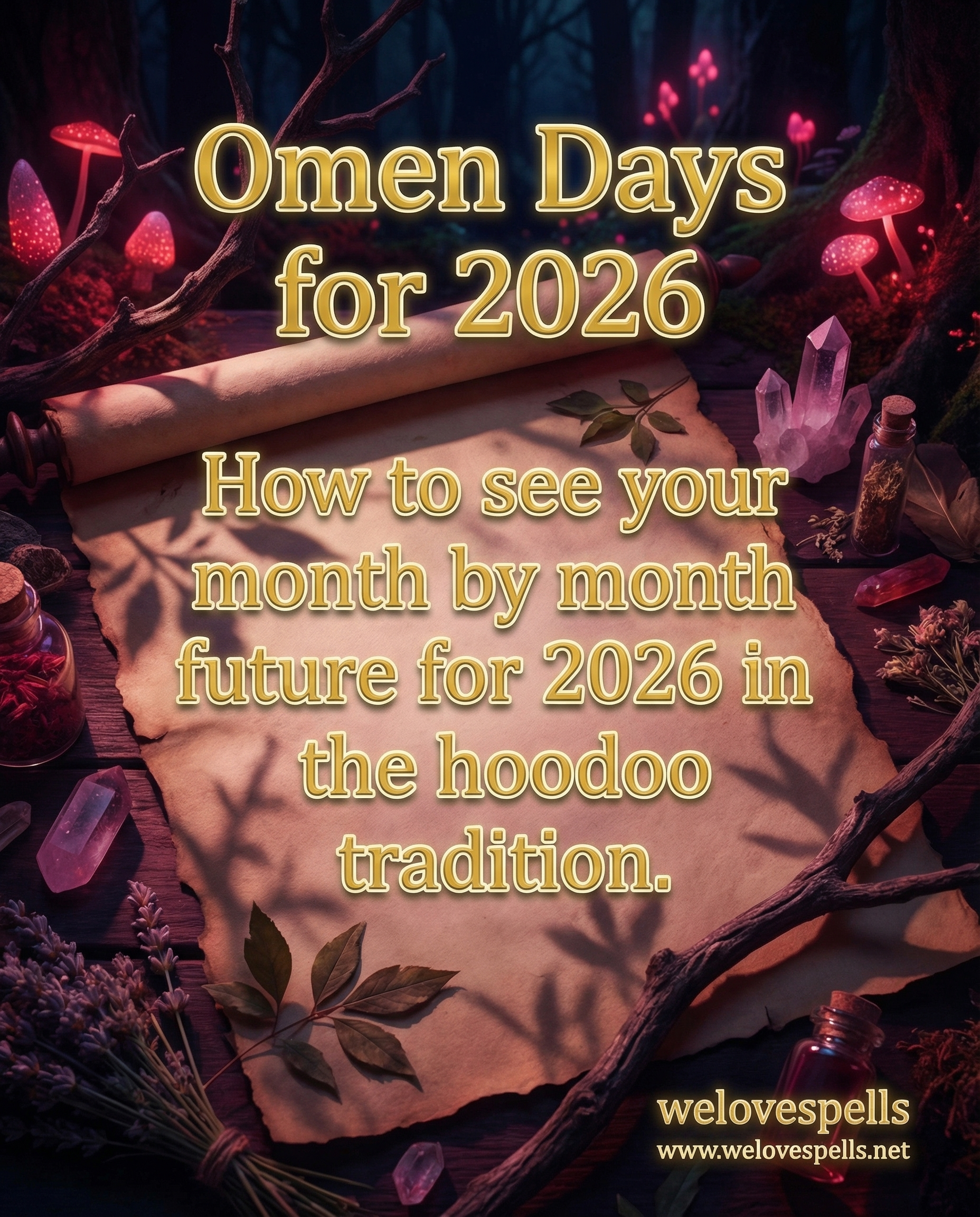2026 Fortune Forecast Hoodoo Omen Days mystical imagery