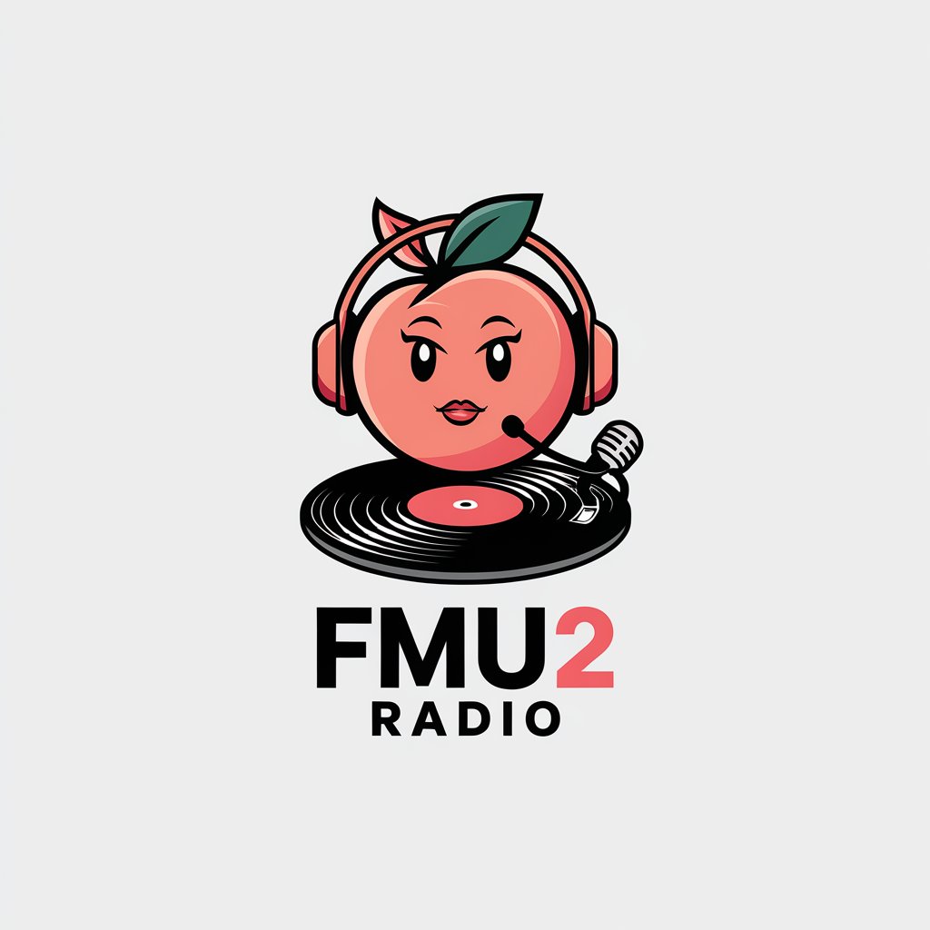 LOGO Design for FMU2 RADIO Hip Hop Cartoon Female Peach with Headphones and Mic on a Record Theme