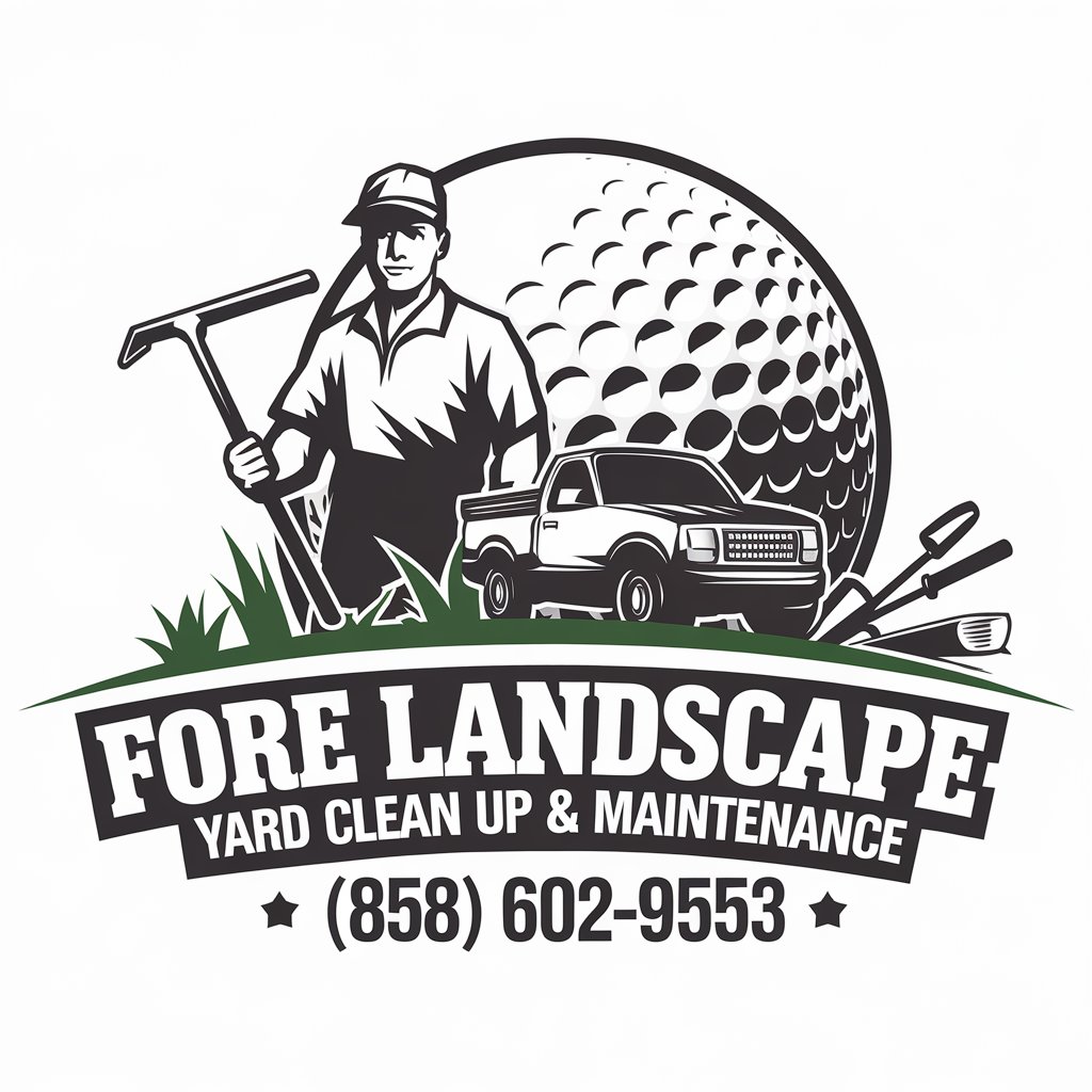 LOGO Design for Fore Landscape Landscaping Yard Clean Up Maintenance with Golf Ball and Yard Tools Theme