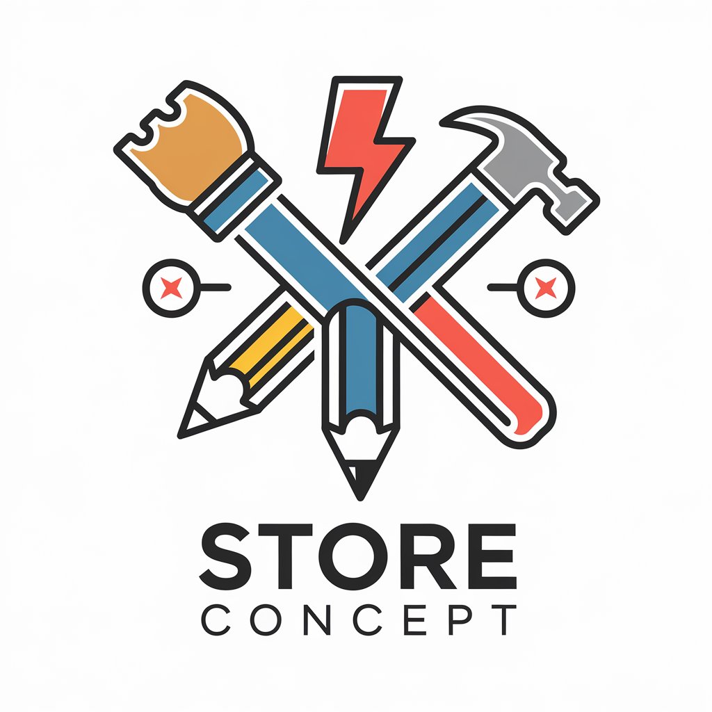 LOGO Design for Store Concept Brush Pencil Hammer Lightning with Retail Industry Theme