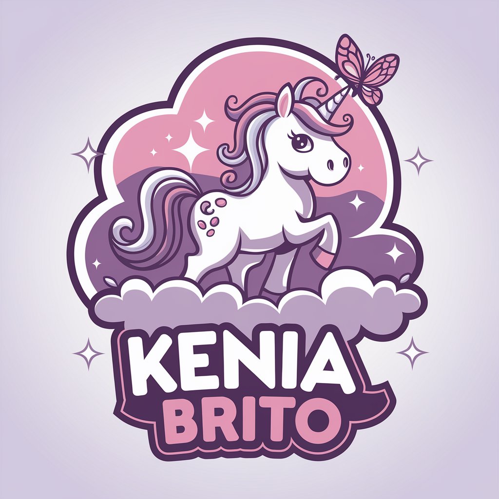 LOGO Design for Kenia Brito Playful Butterfly Unicorn with Purple and Pink Theme for YouTube Channel